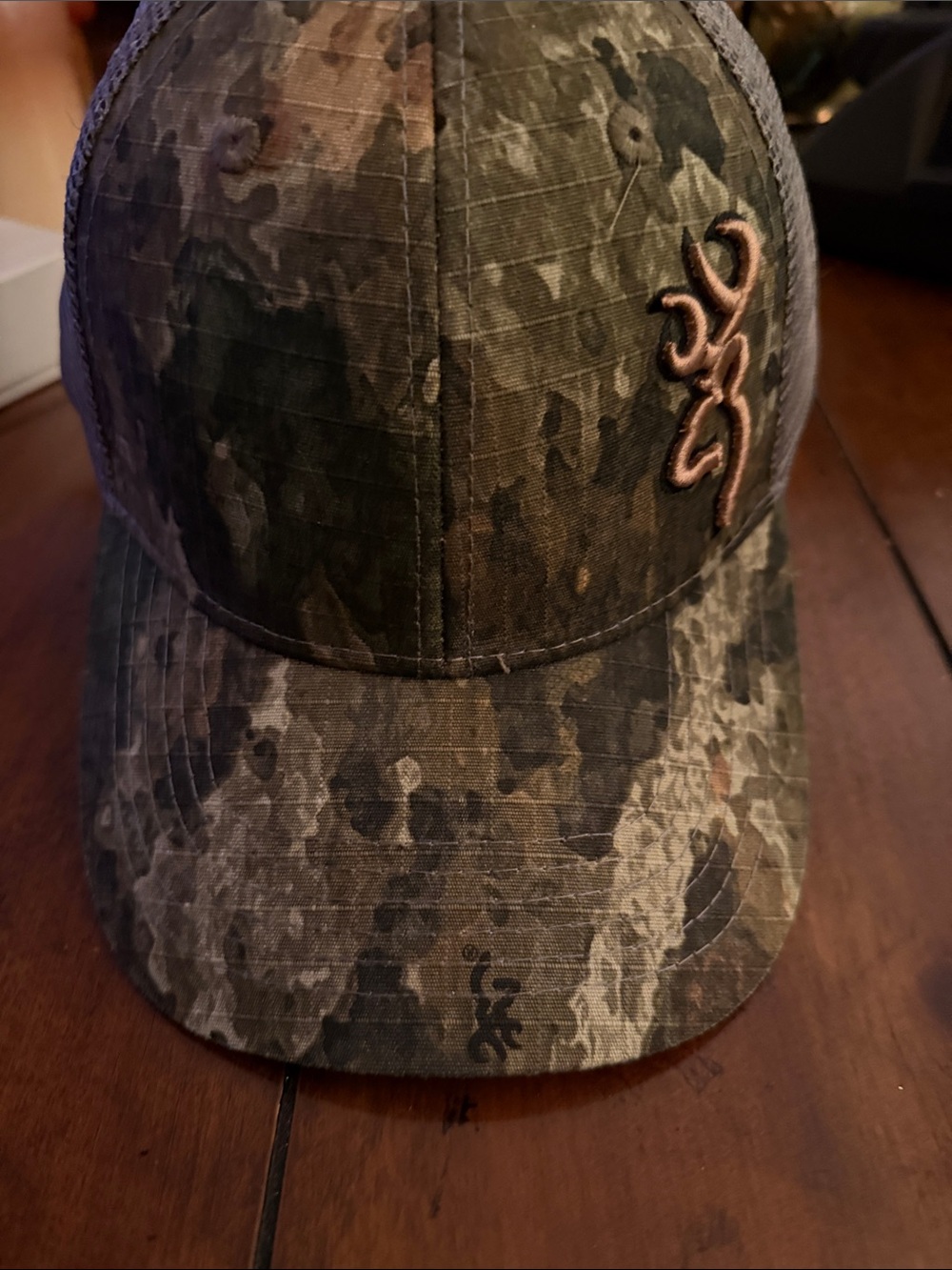 Browning Camouflage Trucker Hat with Pink Logo Accent